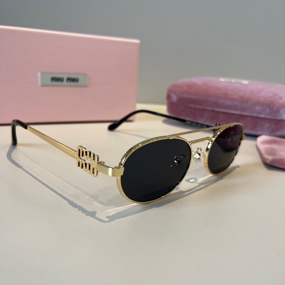 Miu Miu Gold and Black Sunglasses